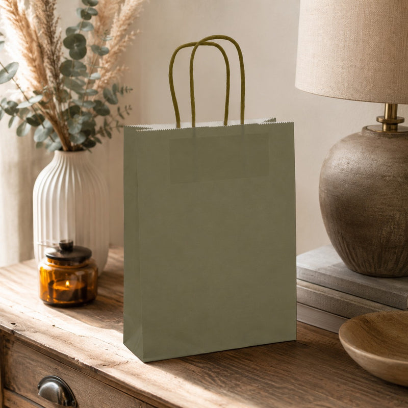 Le Sac à Provisions Kraft Vert L'Arcolaio Cadeaux de Noël 18x7x24 cm Colis de 10 pcs