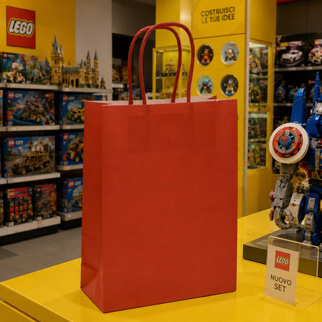 Le Shopper L'Arcolaio Kraft Rouge Cadeaux Noël 22X10X29 Colis 10 Pz