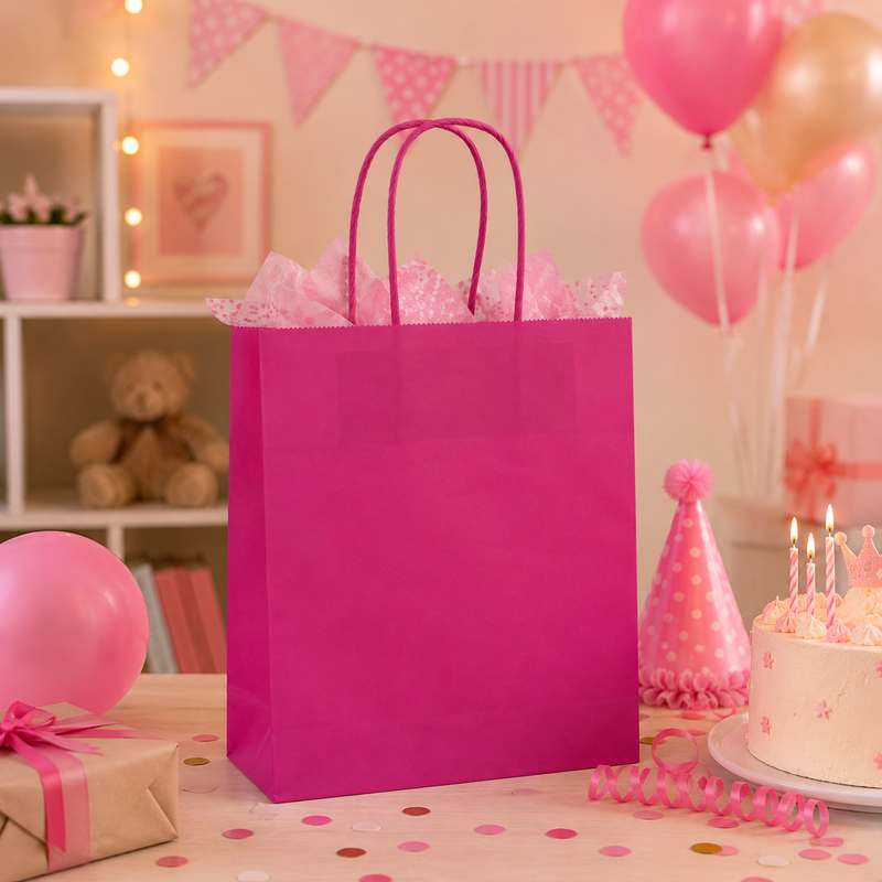 Le Sac Shopper Kraft Fuchsia L'Arcolaio Cadeaux de Noël 22X10X29 Lot 10 Pcs