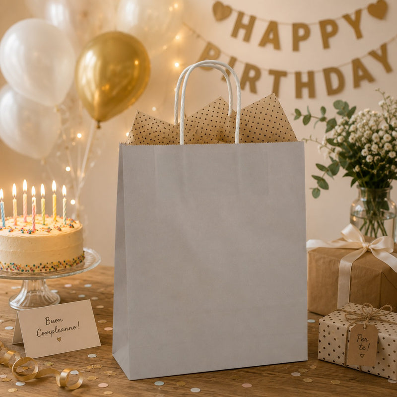Le Panier Shopper Kraft Tourterelle L'Arcolaio Cadeaux de Noël 22x10x29 Colis 10 Pcs