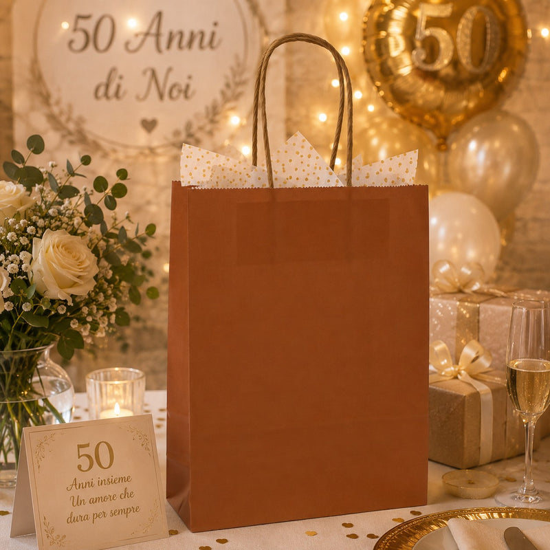 Le Cabas Kraft Rouille L'Arcolaio Cadeaux de Noël 22X10X29 Colis 10 Pcs