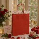 Le Shopper Kraft Rouge L'Arcolaio Cadeaux de Noël 26X11X34 Cm Colis de 10 Pcs