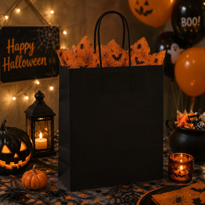 Le Shopper Kraft Noir L'Arcolaio Cadeaux de Noël 26X11X34 Cm Lot 10 pcs