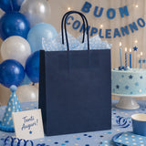 Le Sac à Provisions L'Arcolaio Kraft Bleu Cadeaux de Noël 26X11X34 Cm Cf 10 Pcs