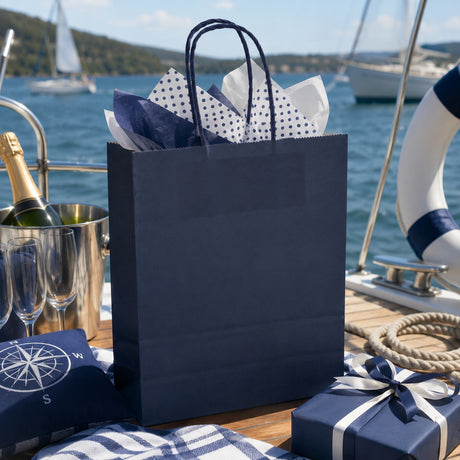 Le Shopper L'Arcolaio en Kraft Bleu Cadeaux de Noël 36X12X41 Cm Colis 10 Pcs