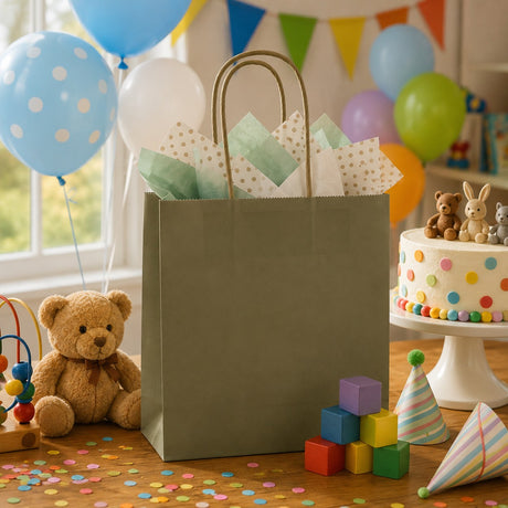 Le Shopper Kraft Vert L'Arcolaio Cadeaux Noël 36X12X41 Cm Cf 10 Pz