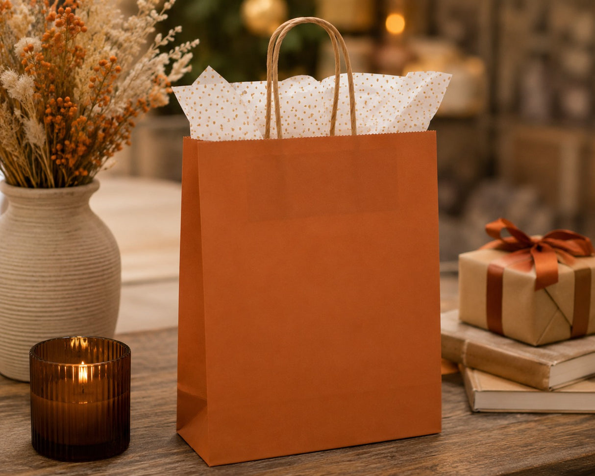 Sac Shopper L'Arcolaio Kraft Rouille Cadeaux Noël 36X12X41 Cm Colis 10 Pcs