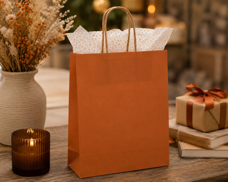 Sac Shopper L'Arcolaio Kraft Rouille Cadeaux Noël 36X12X41 Cm Colis 10 Pcs
