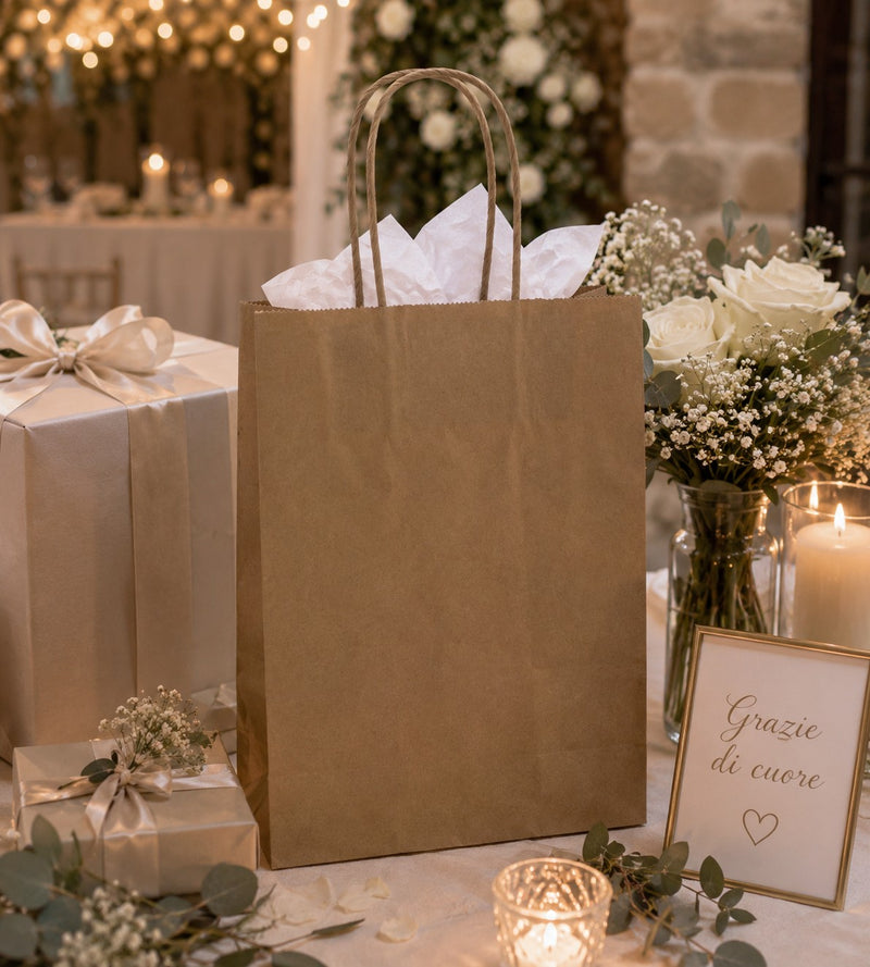 Sac Shopper Kraft Beige L'Arcolaio Cadeaux de Noël 54X14X45 Cm Lot 10 Pcs