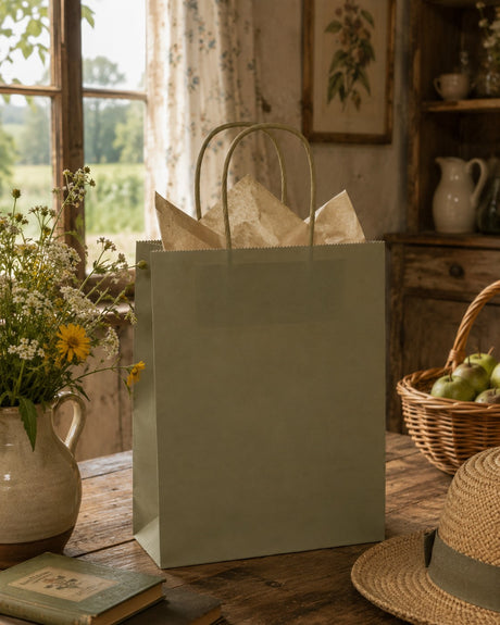Le Sac Shopper Kraft Vert L'Arcolaio Cadeaux de Noël 54x14x45 Cm Cf 10 Pz
