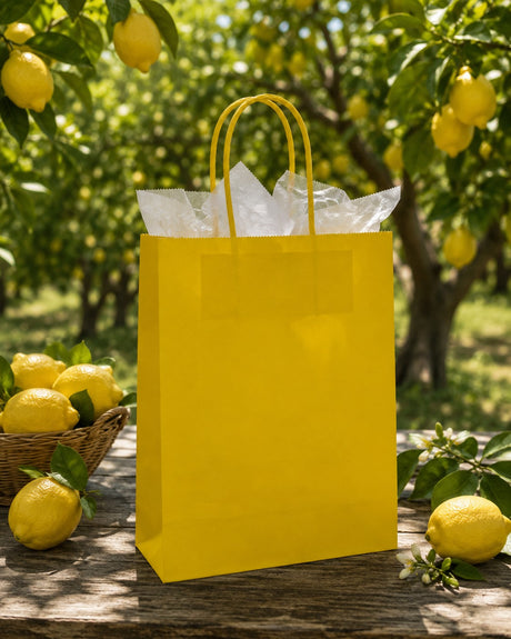 Le Shopper L'Arcolaio Kraft Jaune Cadeaux de Noël 54X14X45 Cm Cf 10 Pz