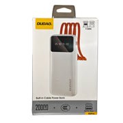 L'Arcolaio Power Bank 20000mAh con Display Digitale, 4 Cavi Integrati, Doppia Uscita USB e USB-C Bianca