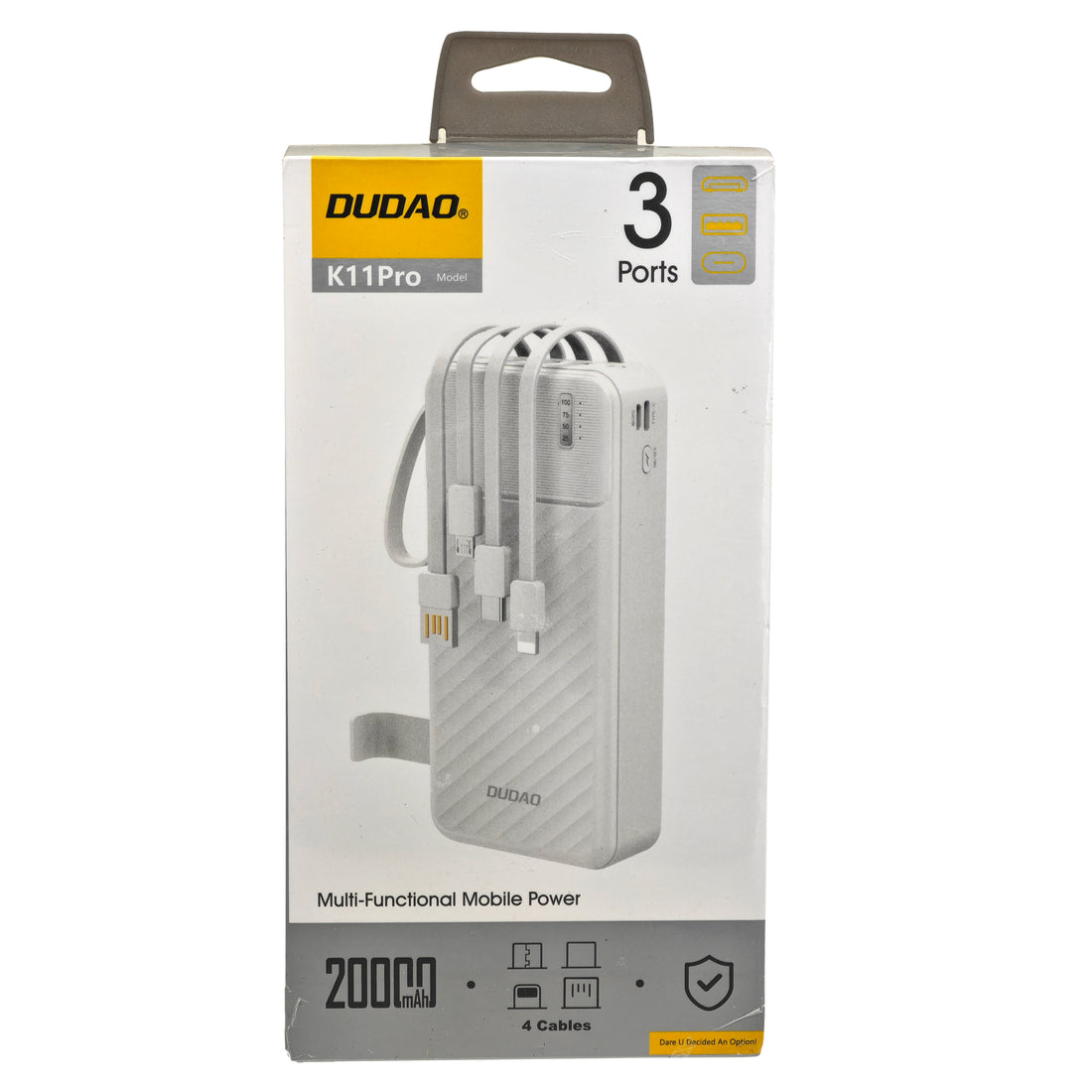 L'Arcolaio Power Bank 20000mAh con 4 Cavi Integrati, 3 Porte USB/USB-C, Display LED e Ricarica Rapida Bianco