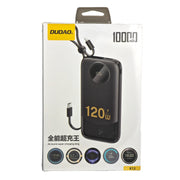 L'Arcolaio Power Bank 10000mAh 120W con Cavi Integrati USB-C e Lightning, Display LED Digitale e Ricarica Rapida Nero