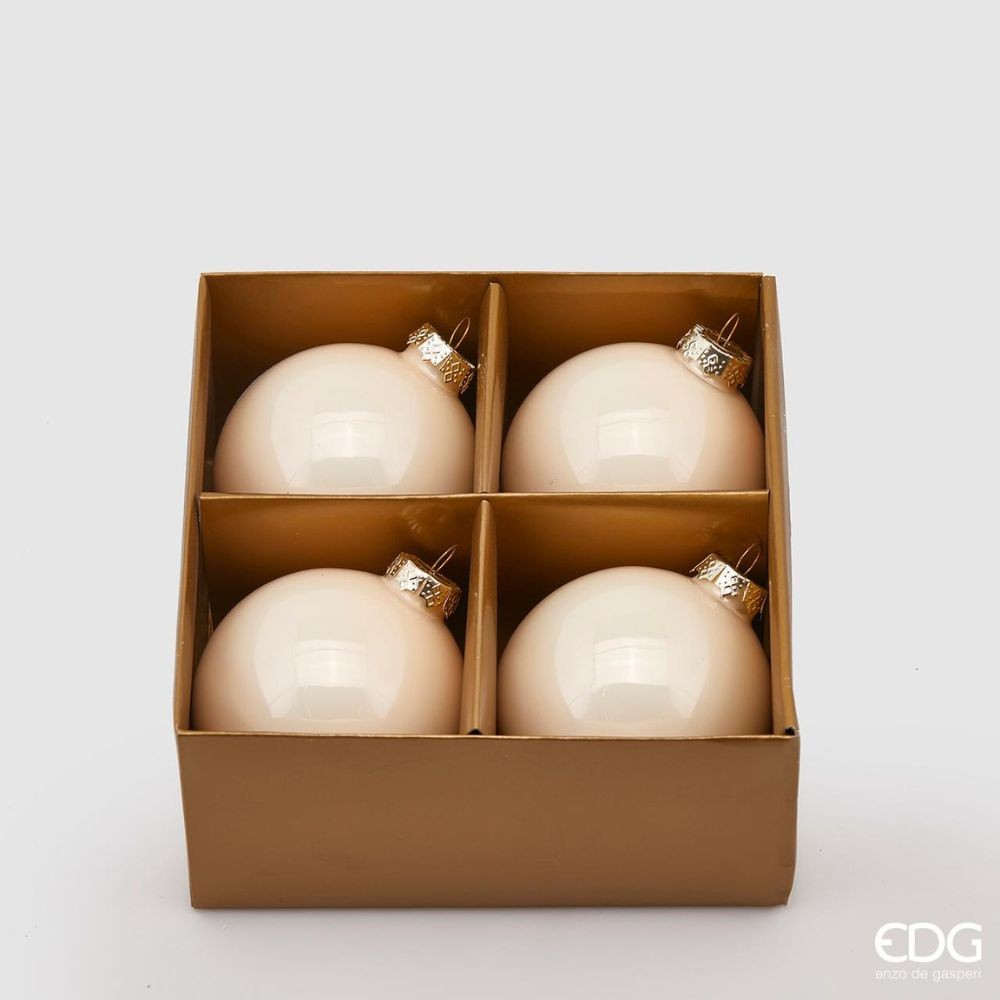 EDG Enzo De Gasperi Pallina di Natale in vetro champagne, diametro 8 cm, conf. 4 pz