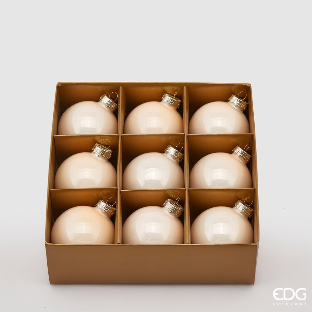 EDG Enzo De Gasperi Palline di Vetro Champagne Diametro 6 cm - Confezione 9 pz