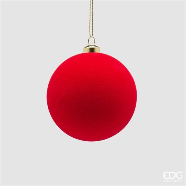 Boules de Noël EDG Enzo De Gasperi en Velours Rouges Ø8 cm – Ensemble 8 Pièces