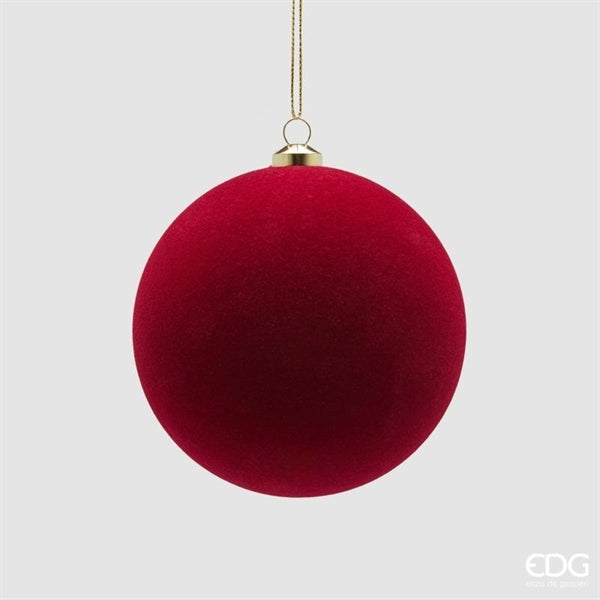 EDG Enzo De Gasperi Boules de Noël en Velours Bordeaux Ø10 cm – Set 6 Pièces