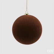 EDG Enzo De Gasperi Boules de Noël en Velours Marron Ø10 cm – Lot 6 Pièces
