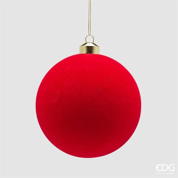 EDG Enzo De Gasperi Boules de Noël en Velours Rouge Ø12 cm – Lot de 4 Pièces