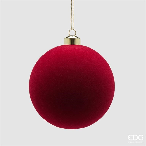 EDG Enzo De Gasperi Boules de Noël en Velours Bordeaux Ø12 cm – Set 4 Pièces