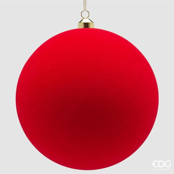 Boules de Noël EDG Enzo De Gasperi en Velours Rouge Ø20 cm – Lot de 3 Pièces
