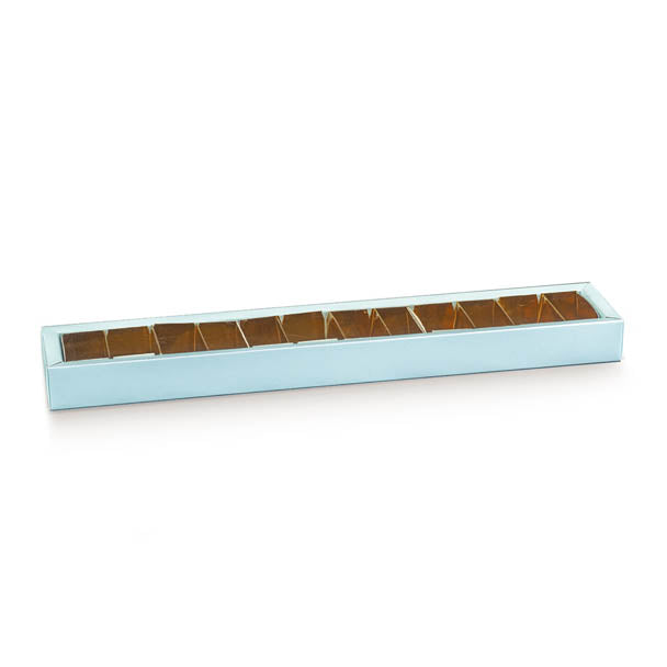 Boîte carrée Scotton 360 x 50 x 30 mm, lin bleu, 10 pièces