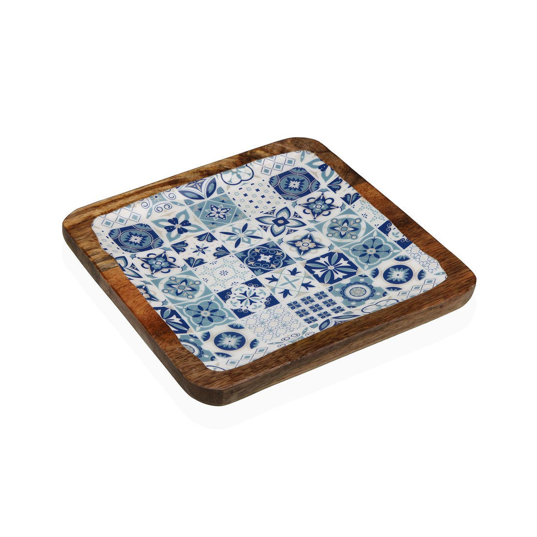 Plateau carré Azurite en bois de manguier