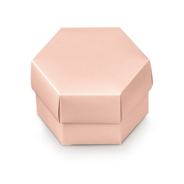 Boîte hexagonale Scotton avec séparateur 80 x 55 mm, lin Ciprino, 10 pièces