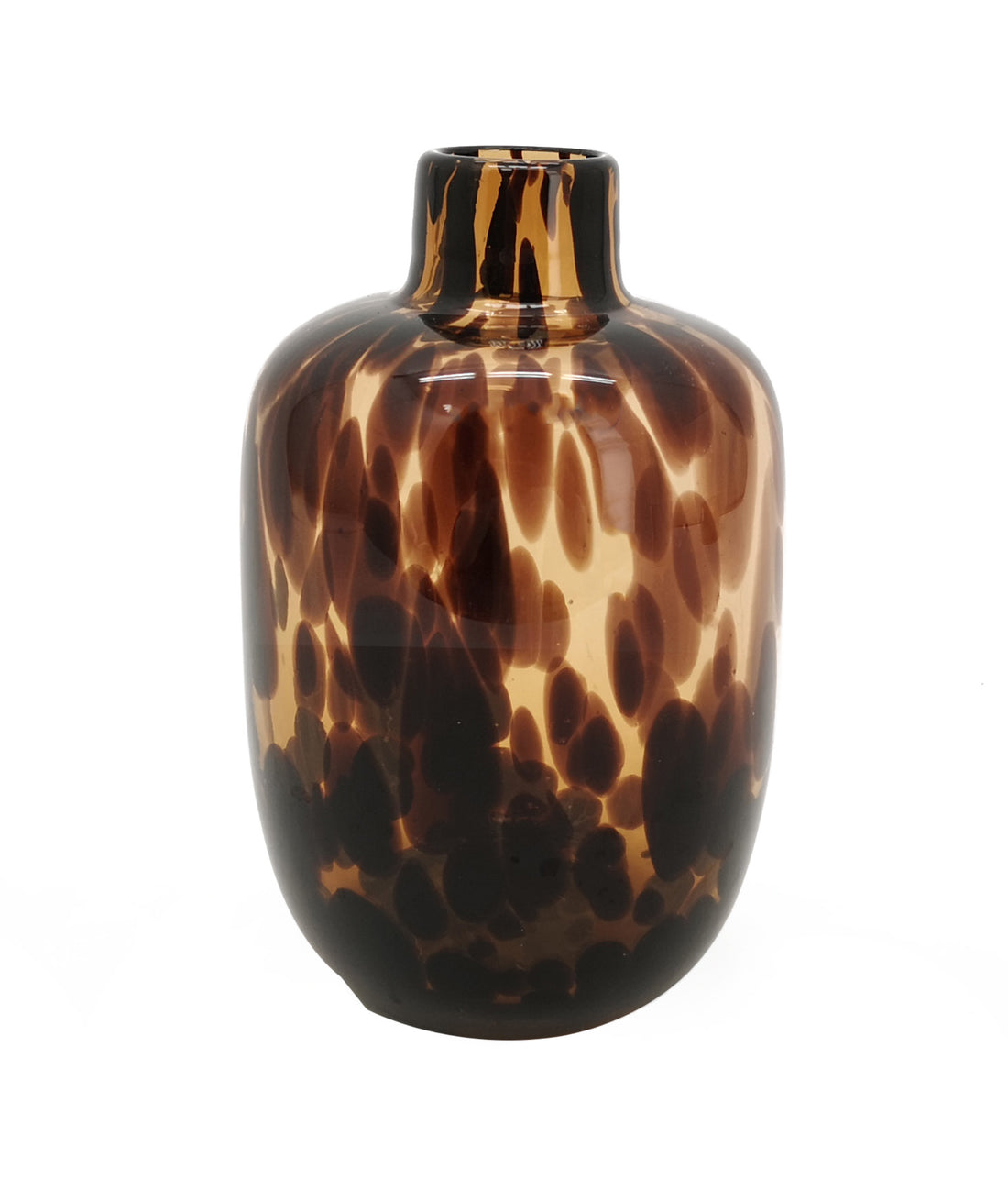Vase bouteille en verre tacheté Vimin Box D 5,5 - 16,5 cm H 25,5 cm Marron