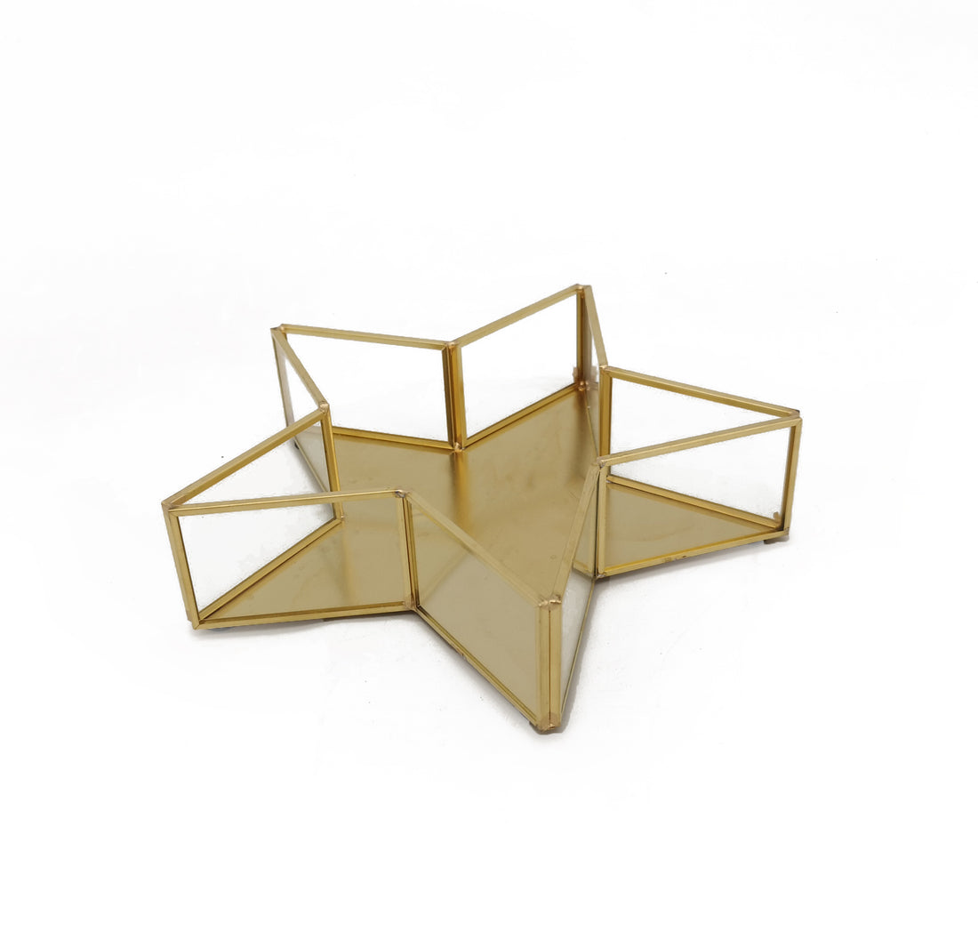 Vimin Box Star Bowl Verre Métal D 20 Cm H 5 Cm Doré