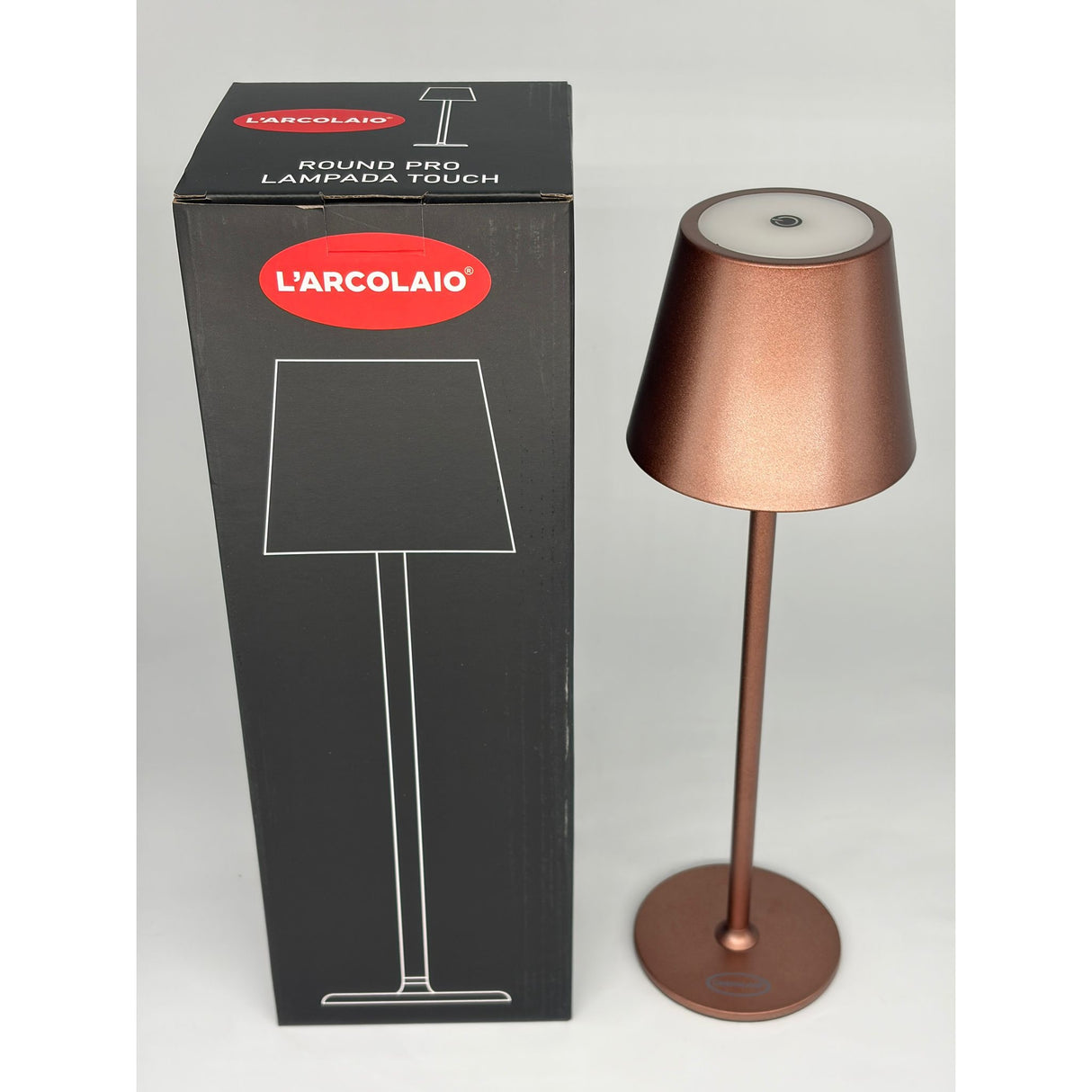 L'Arcolaio Lampe LED Tactile Rechargeable H 38 Cm 10 x 10 Cm IP54 Ronde Pro Marron Bronzé