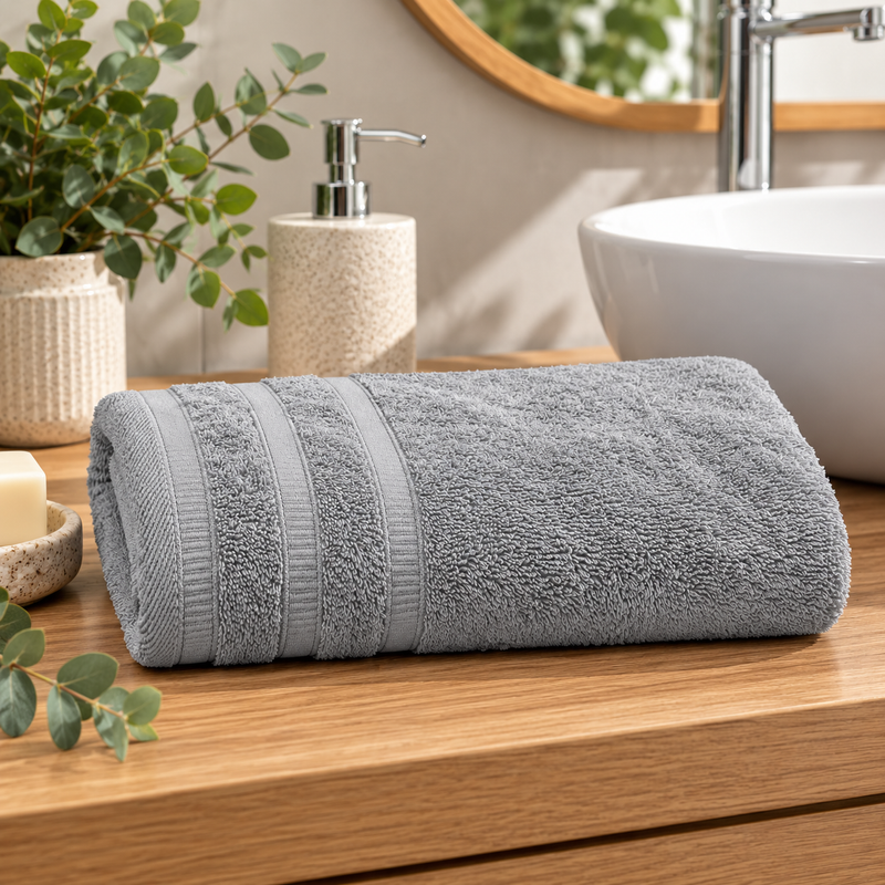 Androni Giocattoli Serviette d'invité en éponge unie gris cendré – Serviette de bain douce et absorbante