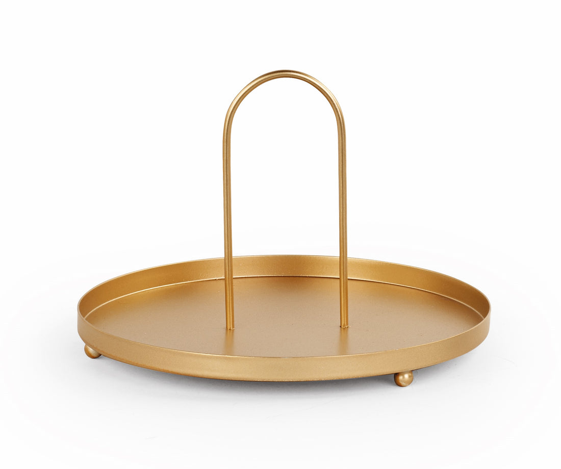 Plateau Tono Su Tono avec poignée en métal H 140 mm P 210 mm Doré