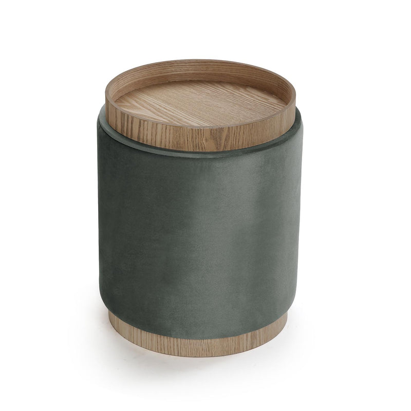 Pouf Verse avec rangement et plateau Velours Gris