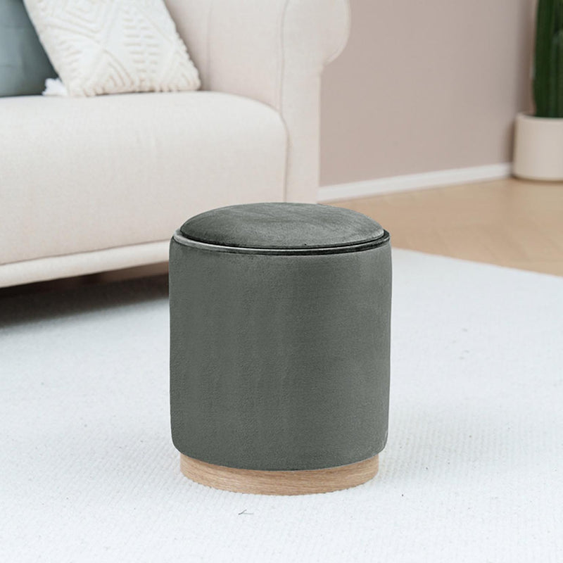 Pouf Verse avec rangement et plateau Velours Gris