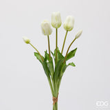 edg enzo de gasperi edg enzo de gasperi bouquet 5 tulipani con foglie artificiali h 48 cm white ean 8059824439932