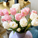 edg enzo de gasperi edg enzo de gasperi bouquet 3 tulipani parrot con foglie artificiali h 51 cm white pink ean 8059824474278