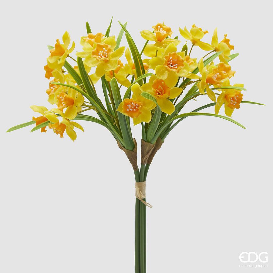 edg enzo de gasperi bouquet narciso artificiale 4 mazzetti con foglie h 38 cm yellow ean 8059824474452