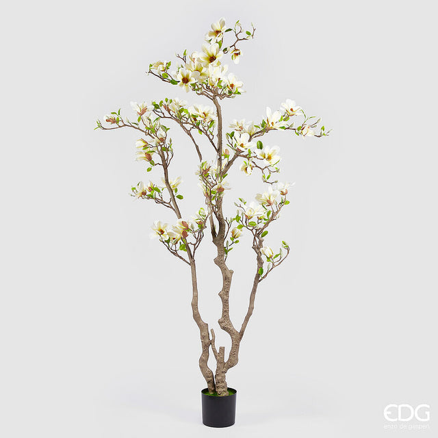 edg enzo de gasperi magnolia con vaso fiori bocciolo e foglie artificiale h 215 cm light yellow ean 8059824496621