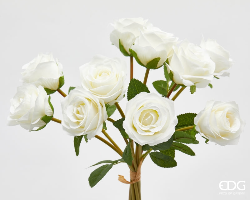 edg enzo de gasperi edg enzo de gasperi mazzo rosa con foglie h 40 cm bouquet 10 fiori white ean 8059824530905