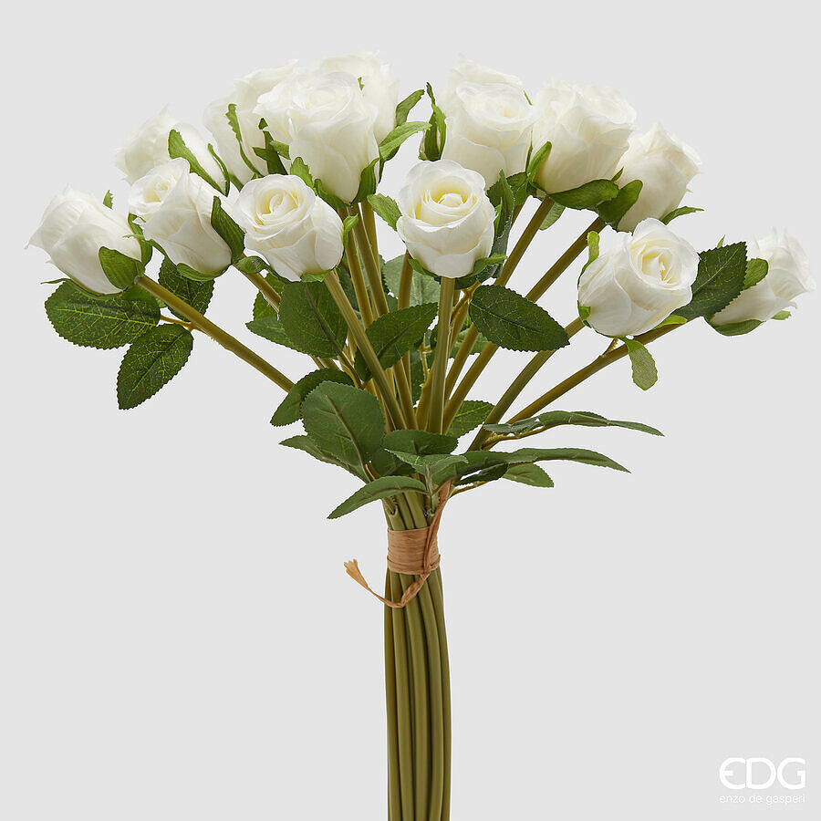 edg enzo de gasperi edg enzo de gasperi mazzo rosa con foglie h 40 cm bouquet 18 fiori white ean 8059824531124