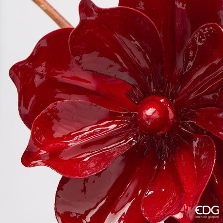 EDG Enzo De Gasperi Magnolia Glossy con Clip Burgundy Ø20 cm – Decorazione di Natale