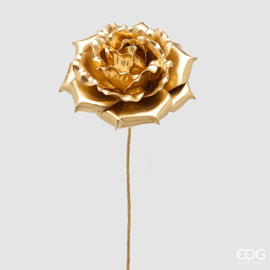 EDG Enzo De Gasperi Rosa Glossy Ramo Gold H60 Ø20 cm – Décor Floral de Noël