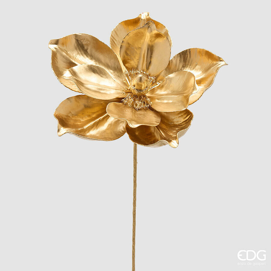 EDG Enzo De Gasperi Magnolia Glossy Ramo Gold H65 Ø25 cm – Décoration Florale de Noël