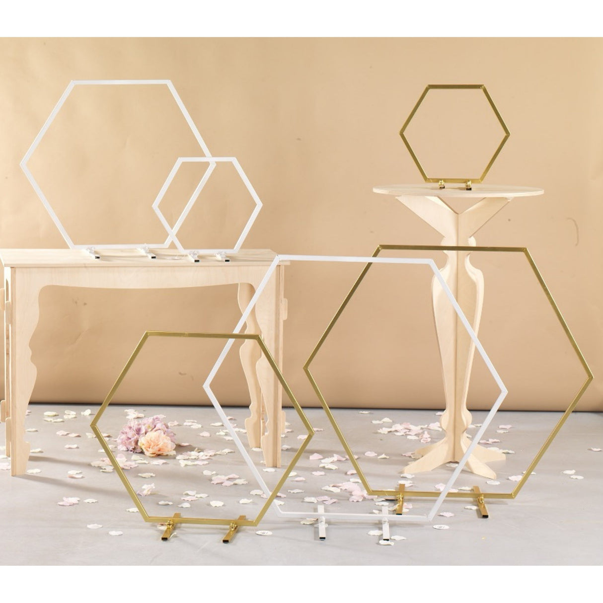 Table Hexagone Structure D 70 Cm Blanc