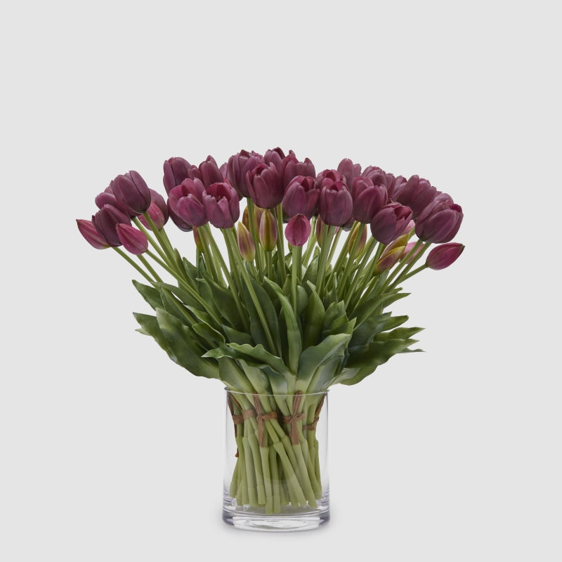 EDG Enzo De Gasperi Bouquet de 5 Tulipes Fermées Caoutchouc H 40 Cm Violet