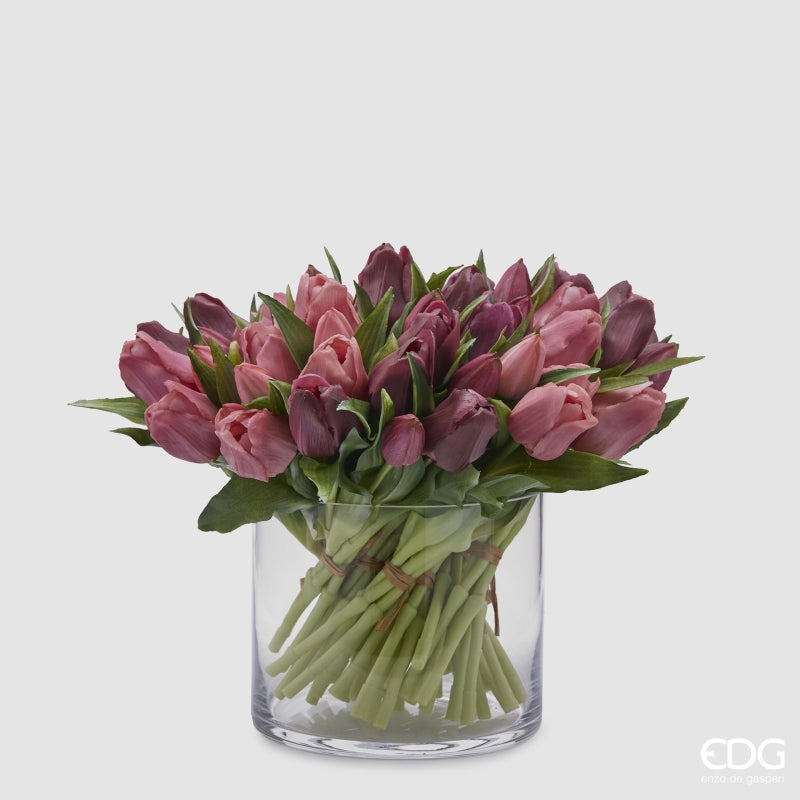 Bouquet EDG Enzo De Gasperi 5 Tulipes Olis Assorties H 28 Cm Mauve 1 Pc