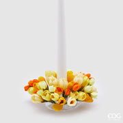 EDG Enzo De Gasperi Bougeoir Couronne Crocus-Mix D 13 Cm Int. 3,5 cm jaune orange