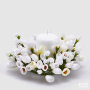 EDG Enzo De Gasperi Bougeoir Couronne Crocus-Mix D 21 Cm Int. 8 cm blanc